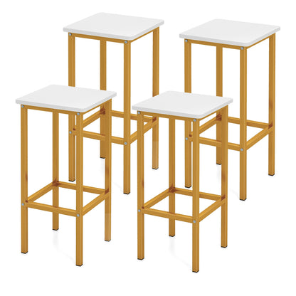 Set of 4 Bar Stool Set 26 Inch Bar Chair with Metal Legs and Footrest-Gray