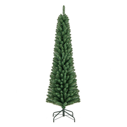 5/6/7/8 Feet Pencil Christmas Tree with 295/392/523/671 Memory Wire Branch Tips and Upgraded Metal Stand-8 ft