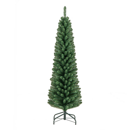 5/6/7/8 Feet Pencil Christmas Tree with 295/392/523/671 Memory Wire Branch Tips and Upgraded Metal Stand-8 ft