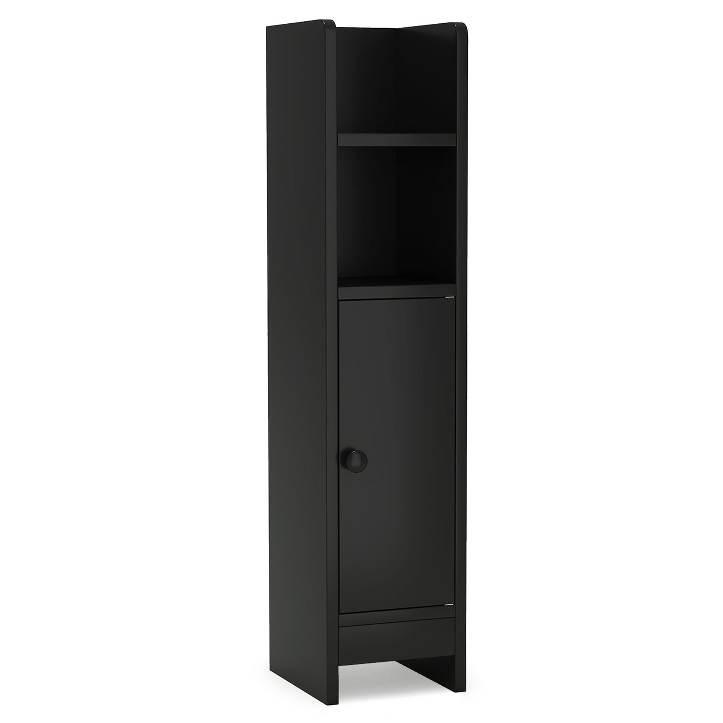 Bathroom Slim Cabinet Corner with Door and Adjustable Shelf-Black