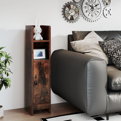 Bathroom Slim Cabinet Corner with Door and Adjustable Shelf-Black