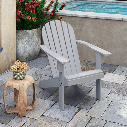 Acacia Wood Lounge Patio Adirondack Chair with Inclined Seat-Blue