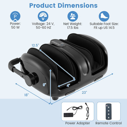 Foot and Calf Massager with Heat for Blood Circulation Pain Relief-Black