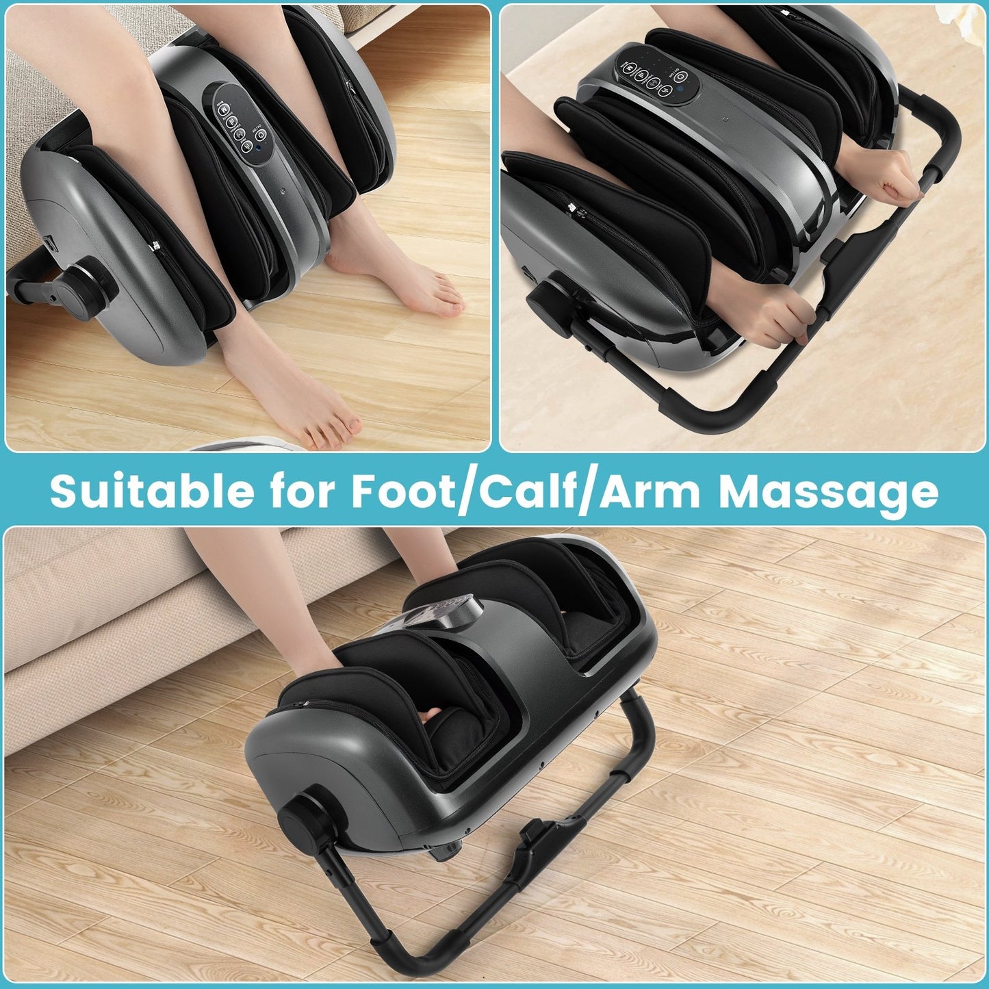 Foot and Calf Massager with Heat for Blood Circulation Pain Relief-Black