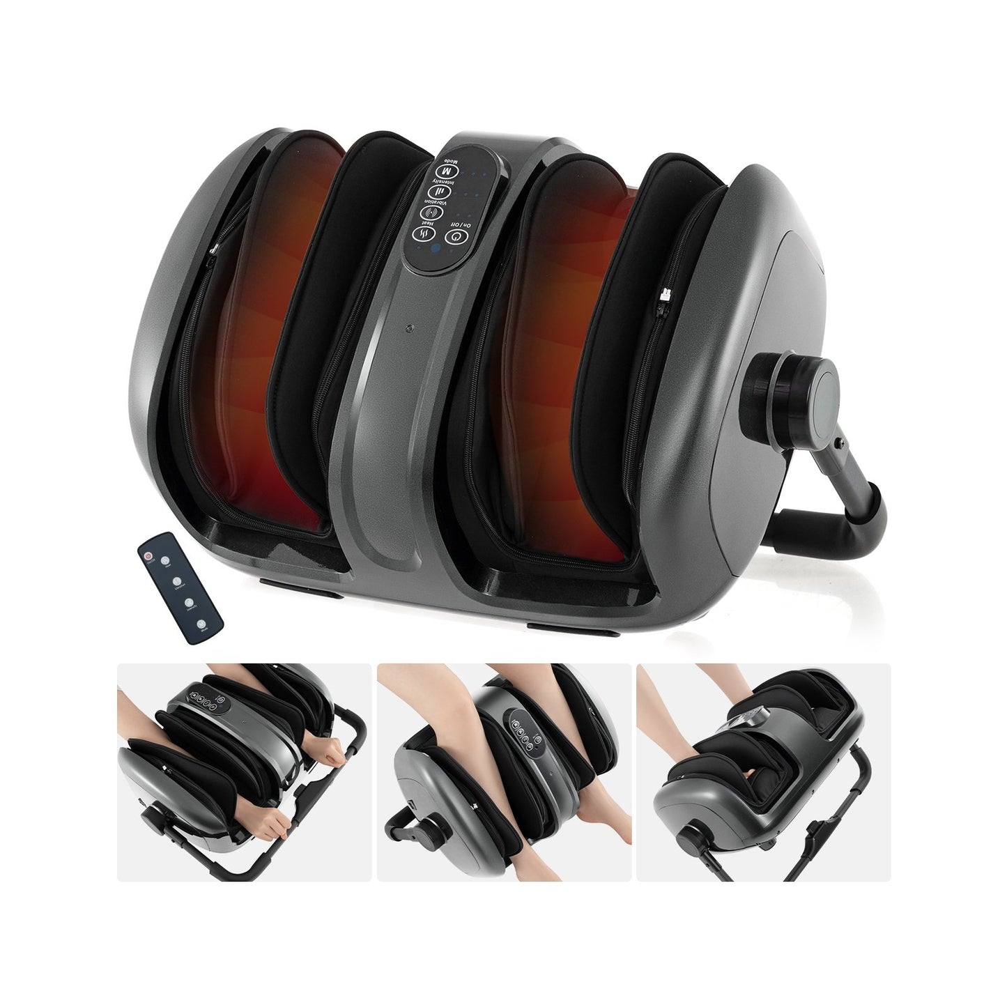 Foot and Calf Massager with Heat for Blood Circulation Pain Relief-Black