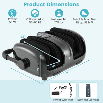 Foot and Calf Massager with Heat for Blood Circulation Pain Relief-Black