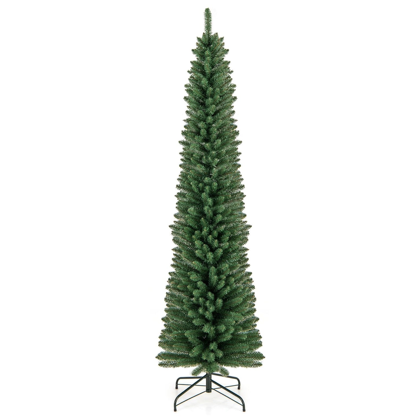 5/6/7/8 Feet Pencil Christmas Tree with 295/392/523/671 Memory Wire Branch Tips and Upgraded Metal Stand-8 ft