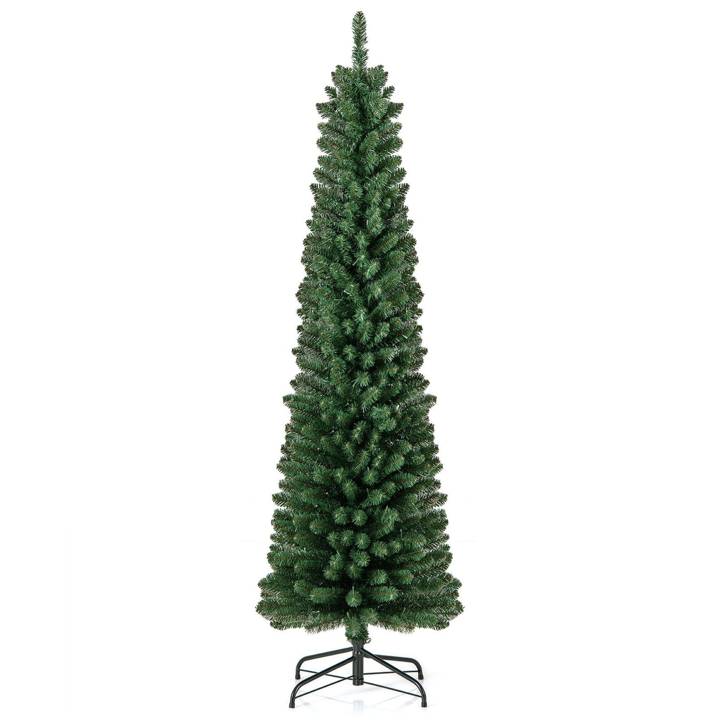 Pencil Christmas Tree with Memory Wire Branch Tips and Warm  LED Lights-7FT