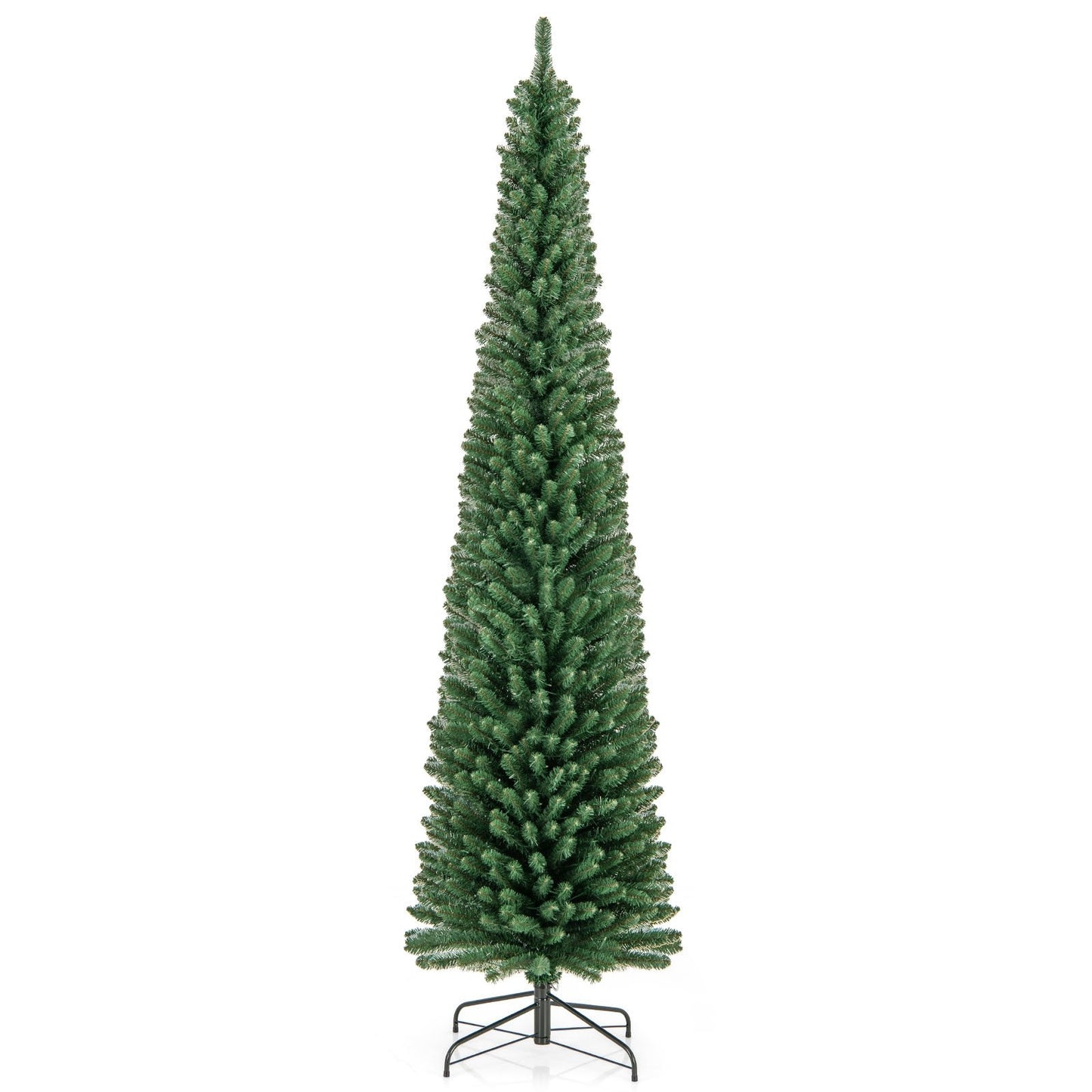 Pencil Christmas Tree with Memory Wire Branch Tips and Warm  LED Lights-7FT