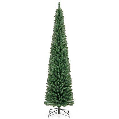 Pencil Christmas Tree with Memory Wire Branch Tips and Warm  LED Lights-7FT