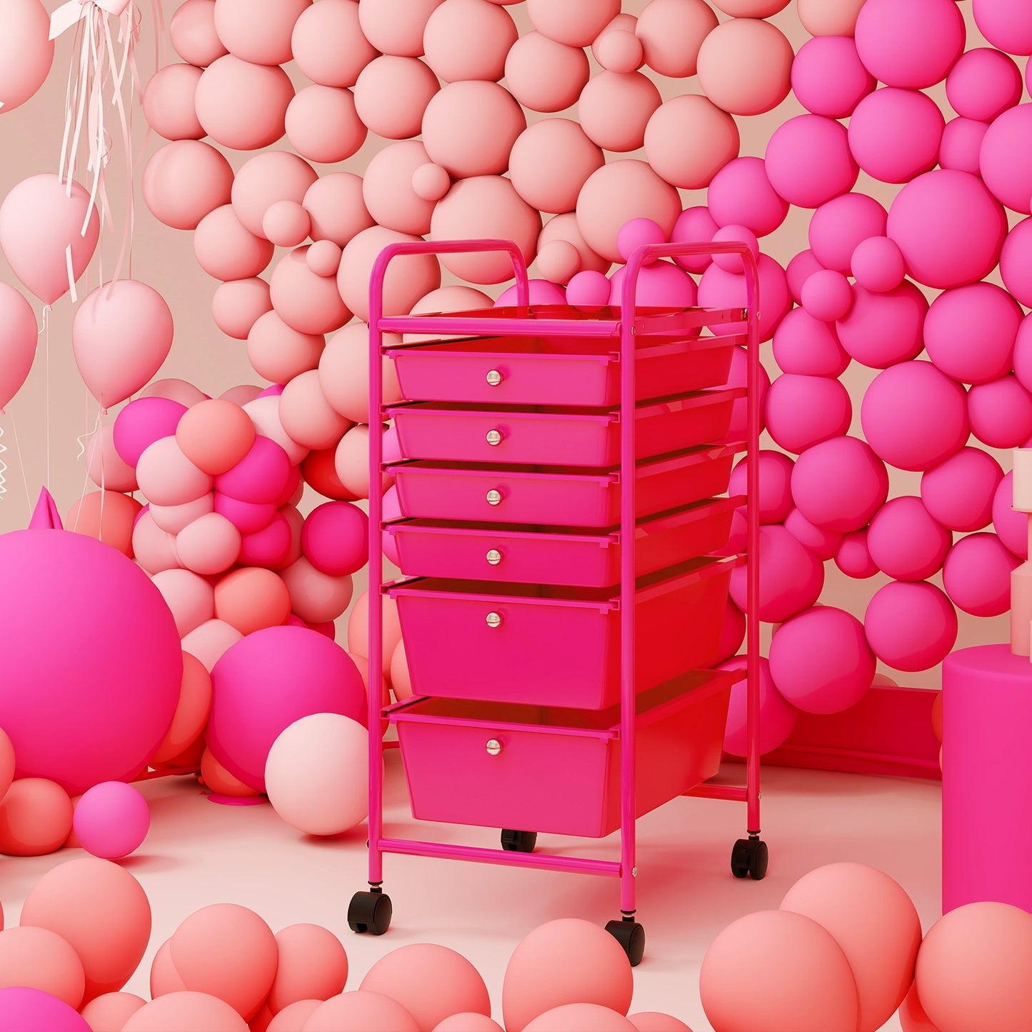 6 Drawers Rolling Storage Cart Organizer-Black