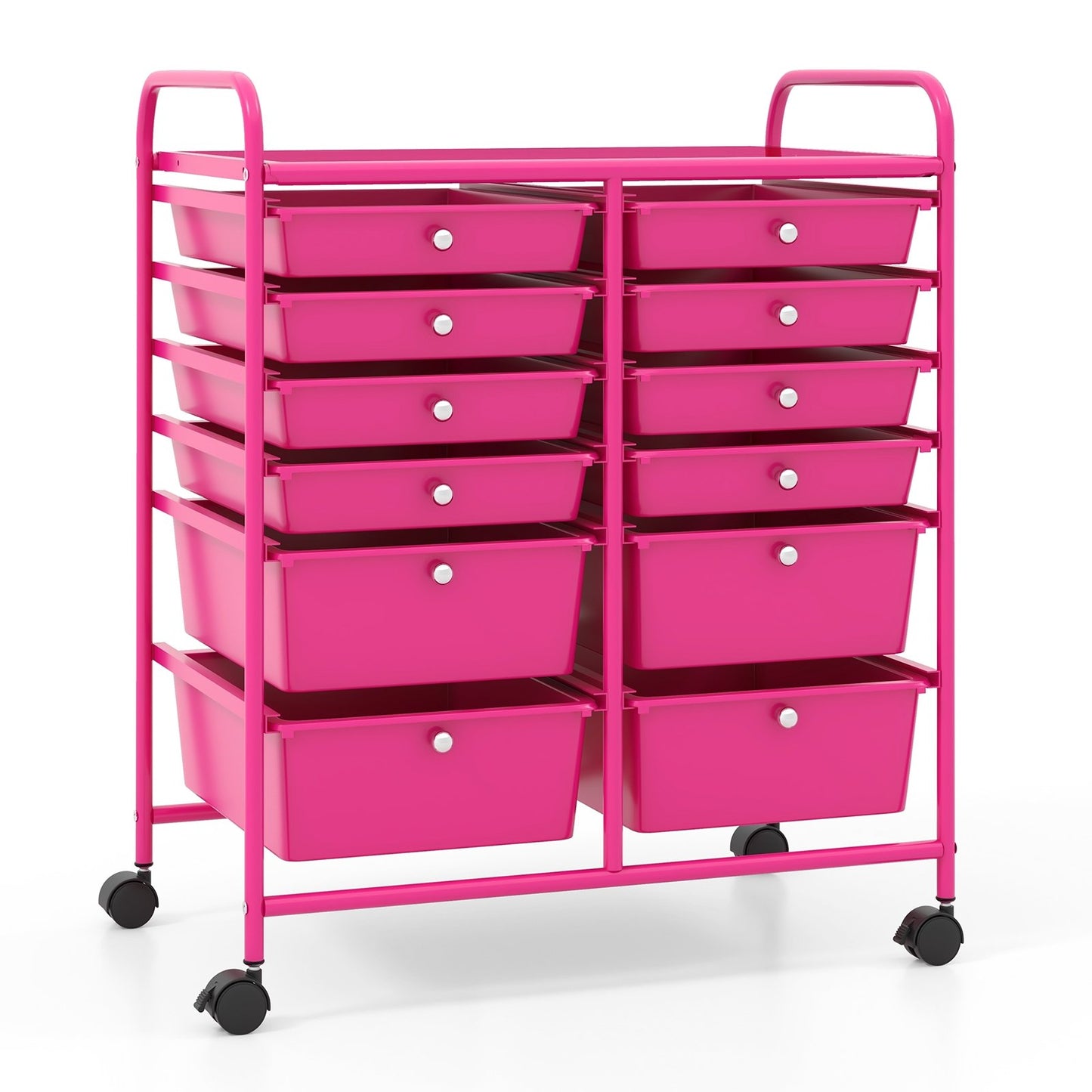 12-Drawer Rolling Storage Cart with Removable Drawers and Lockable Wheels-White