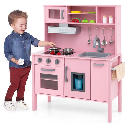 Wooden Pretend Play Kitchen Set for Toddlers-Gray