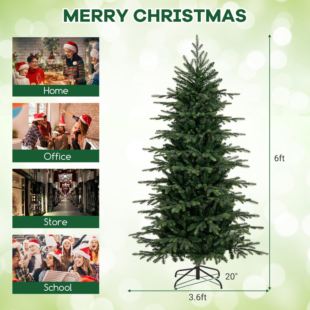 6-foot pre-lit artificial Christmas tree with warm white LED lights, holiday decor by Wilsons Home Store