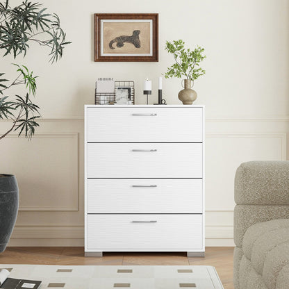 4 Drawer Storage Cabinet with Metal Legs Handles with Anti-Toppling Devices-Gray