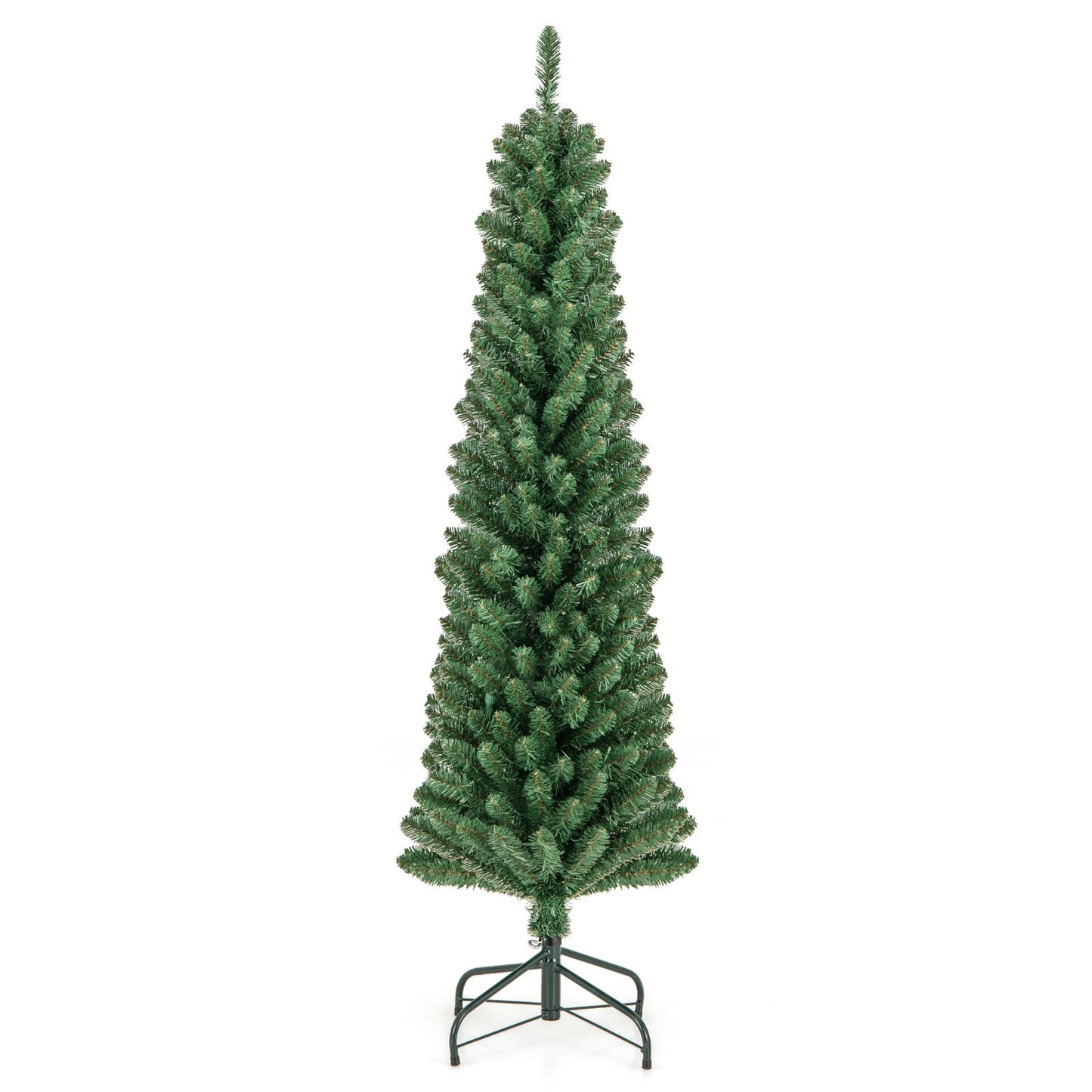 Pencil Christmas Tree with Memory Wire Branch Tips and Warm  LED Lights-7FT