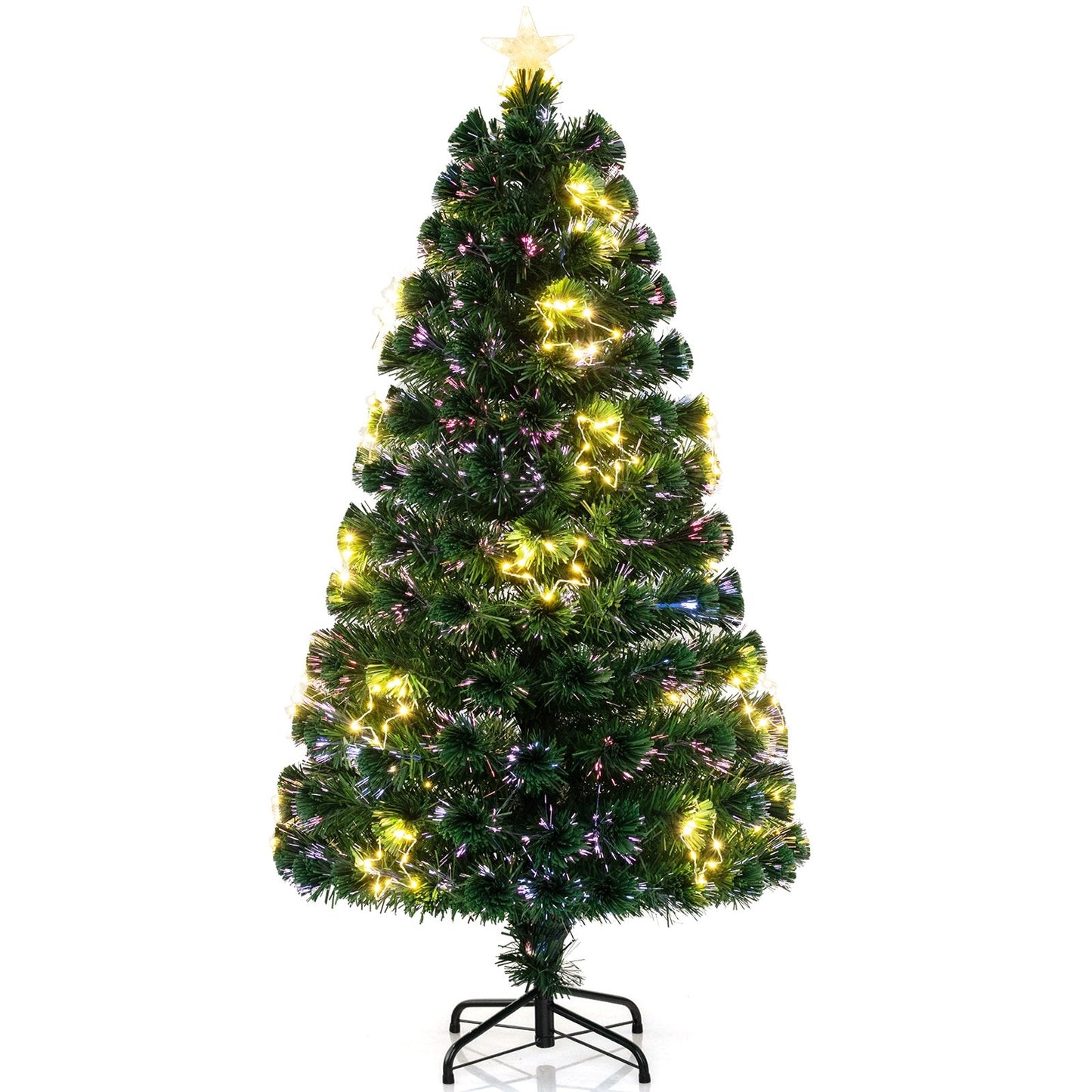 Pre-Lit Artificial Xmas Tree with Top Star and Branch Tips-4 FT