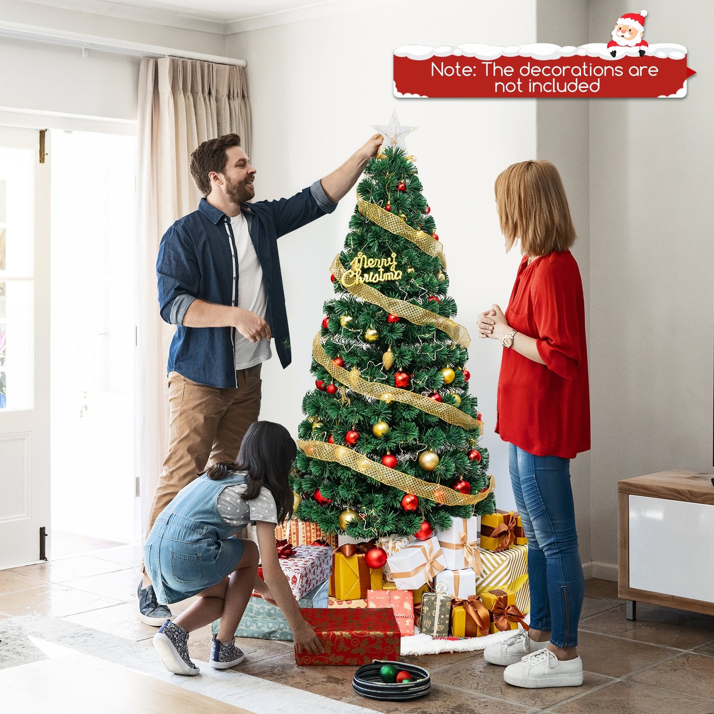 Pre-Lit Artificial Xmas Tree with Top Star and Branch Tips-4 FT