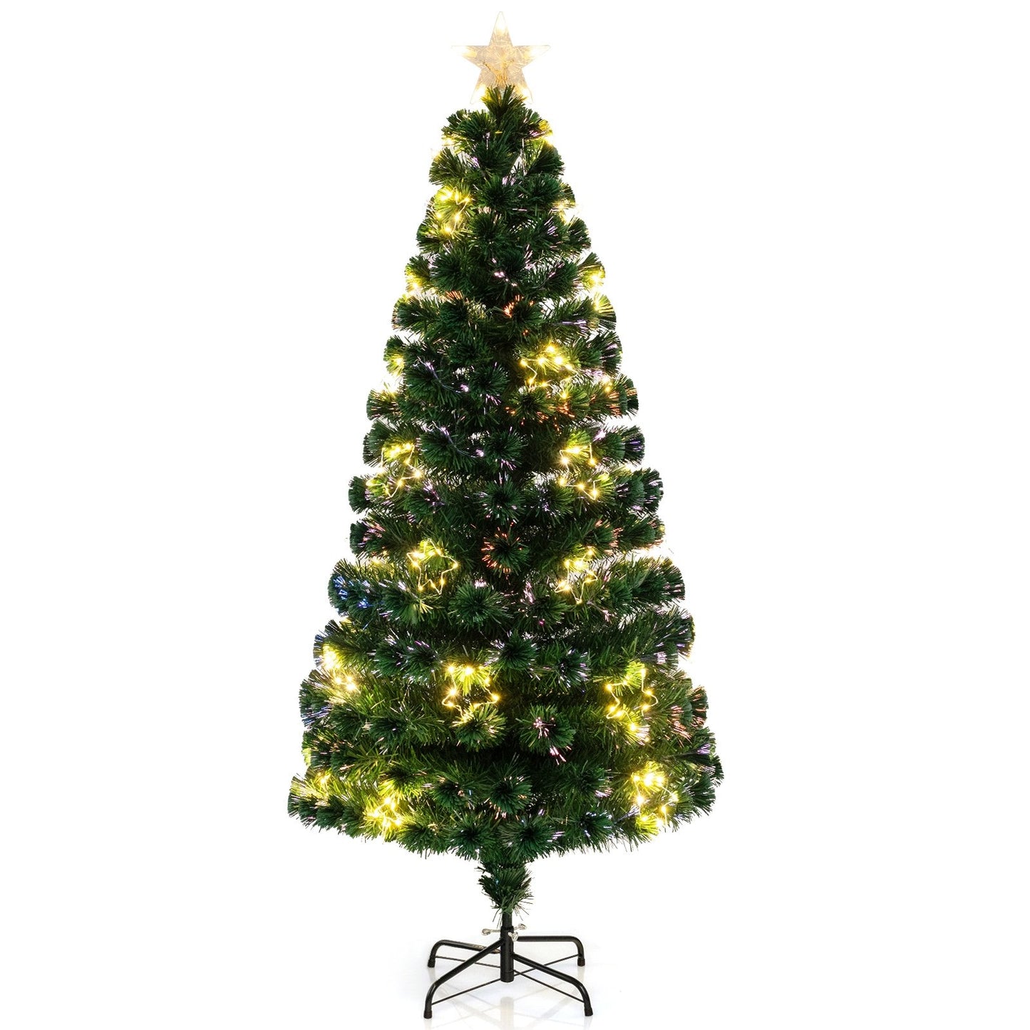 Pre-Lit Artificial Xmas Tree with Top Star and Branch Tips-4 FT