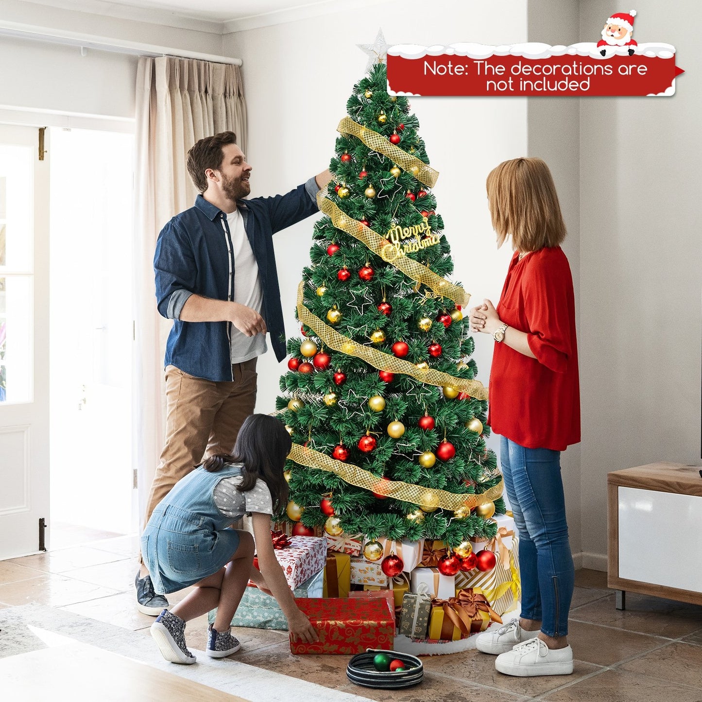 Pre-Lit Artificial Xmas Tree with Top Star and Branch Tips-4 FT