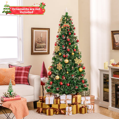 5/6/7 Feet Artificial Christmas Tree with Red Berries and Kerosene Lamps-6 ft