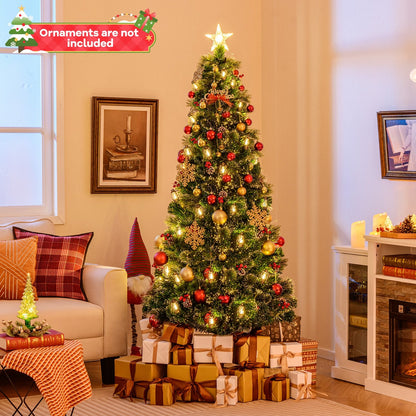 5/6/7 Feet Artificial Christmas Tree with Red Berries and Kerosene Lamps-6 ft