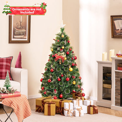 5/6/7 Feet Artificial Christmas Tree with Red Berries and Kerosene Lamps-6 ft