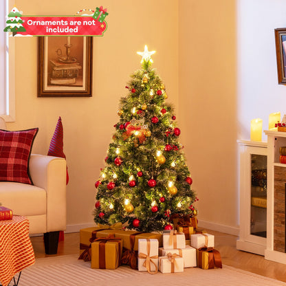 5/6/7 Feet Artificial Christmas Tree with Red Berries and Kerosene Lamps-6 ft