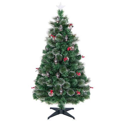 5/6/7 Feet Artificial Christmas Tree with Red Berries and Kerosene Lamps-6 ft