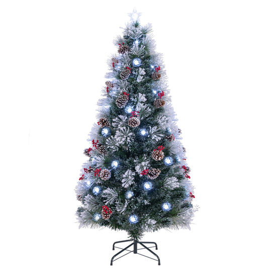 7 ft flocked Christmas tree with soft branches and adjustable lighting modes, designed for holiday decor.