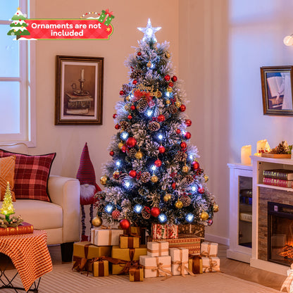 6 FT Flocked Christmas Tree with 8 Lighting Modes