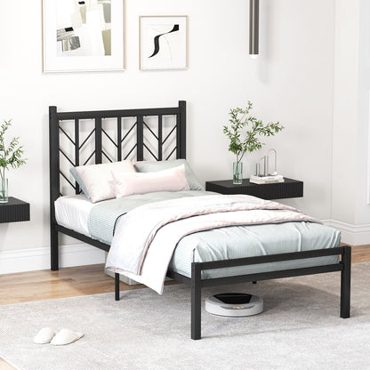 Full Size Platform Bed with Headboard and Metal Frame-Full Size