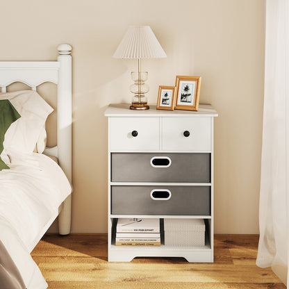 4-Drawer Dresser Modern Chest Storage Organizer with Open Shelves-Black