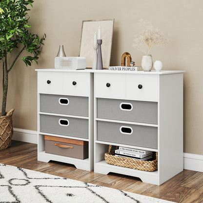4-Drawer Dresser Modern Chest Storage Organizer with Open Shelves-Black