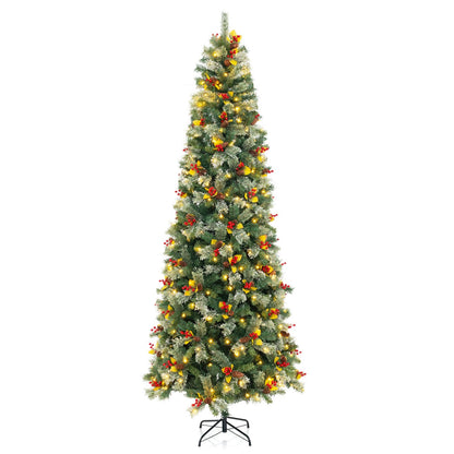 5/7.5/9 FT Pre-Lit Artificial Christmas Tree with 453/1096/1416 PVC and Pine Needles-S