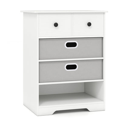 4-Drawer Dresser Modern Chest Storage Organizer with Open Shelves-Black