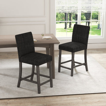 Counter Height Bar Stools Set of 2 with Back and Footrest-Beige
