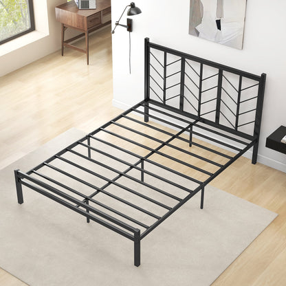 Full Size Platform Bed with Headboard and Metal Frame-Full Size