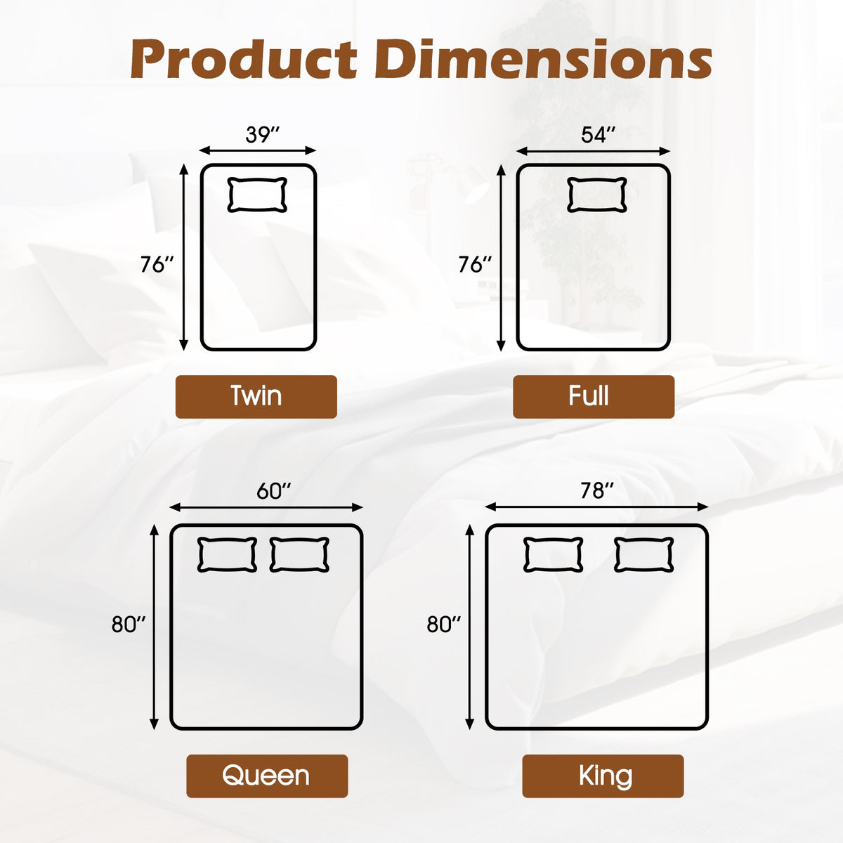 Machine washable electric bed warmer with dual controllers, 9 heat settings, auto off, and overheat protection for twin beds.