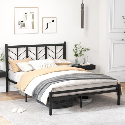 Full Size Platform Bed with Headboard and Metal Frame-Full Size