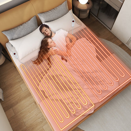 Machine Washable Electric Bed Warmer with Dual Controller 9 Heat Setting and 9-Hour Auto Off and Overheat Protection-King Size