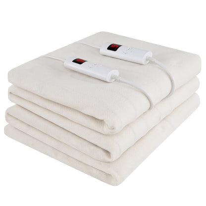 Machine Washable Electric Bed Warmer with Dual Controller 9 Heat Setting and 9-Hour Auto Off and Overheat Protection-Queen Size
