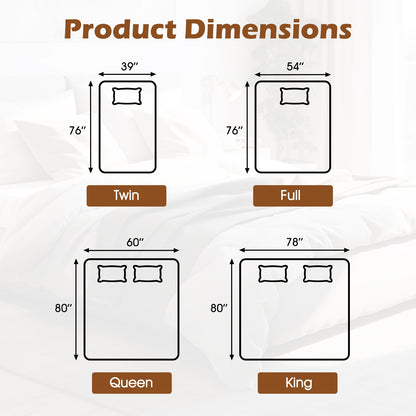 Machine Washable Electric Bed Warmer with Dual Controller 9 Heat Setting and 9-Hour Auto Off and Overheat Protection-Queen Size