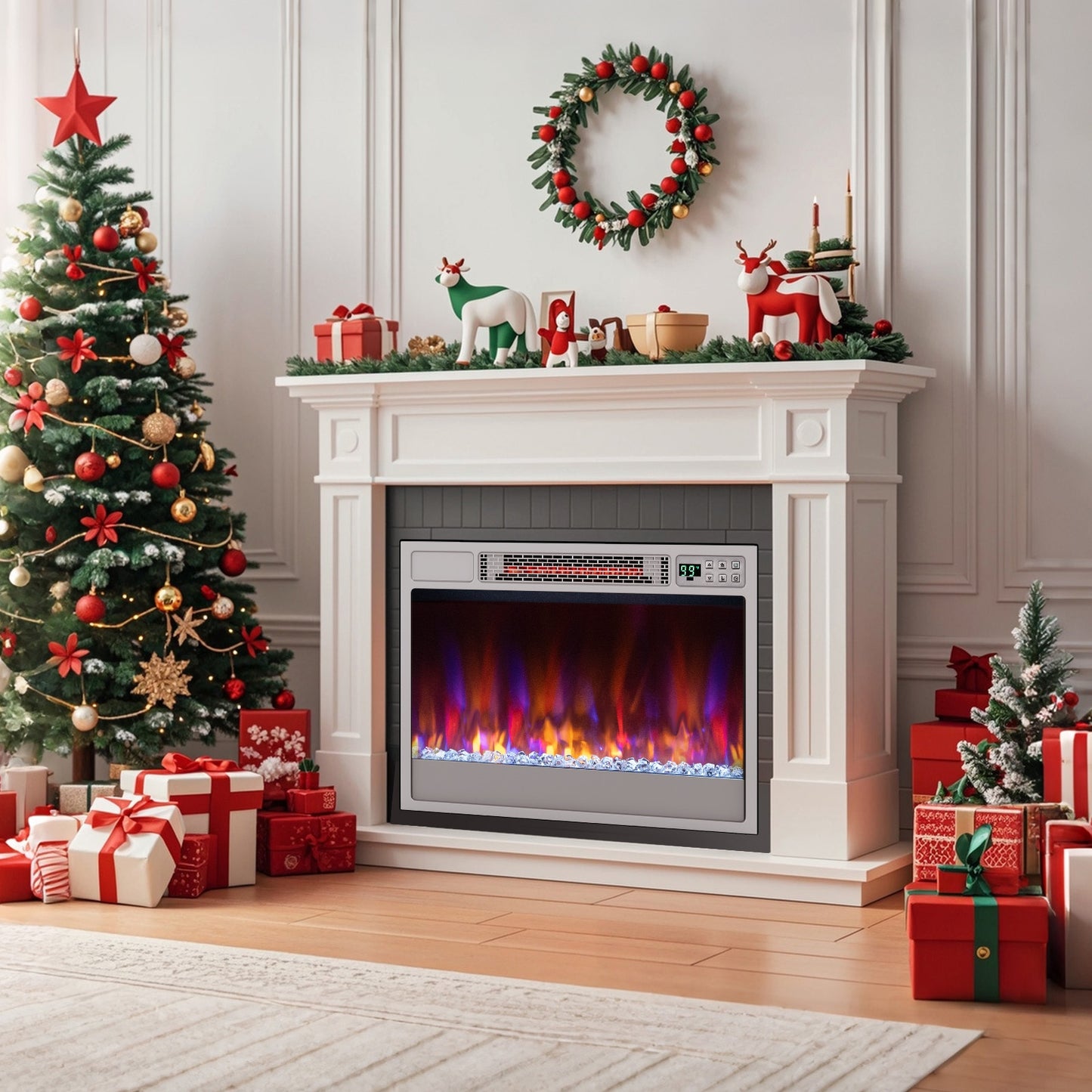 23 Inch 1500W Recessed Electric Fireplace Insert with Remote Control-Black