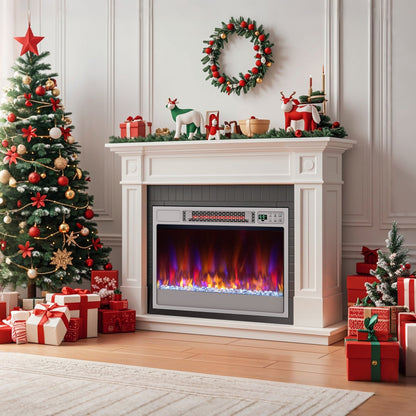 23 Inch 1500W Recessed Electric Fireplace Insert with Remote Control-Black