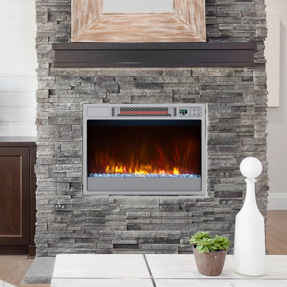 23 Inch 1500W Recessed Electric Fireplace Insert with Remote Control-Black