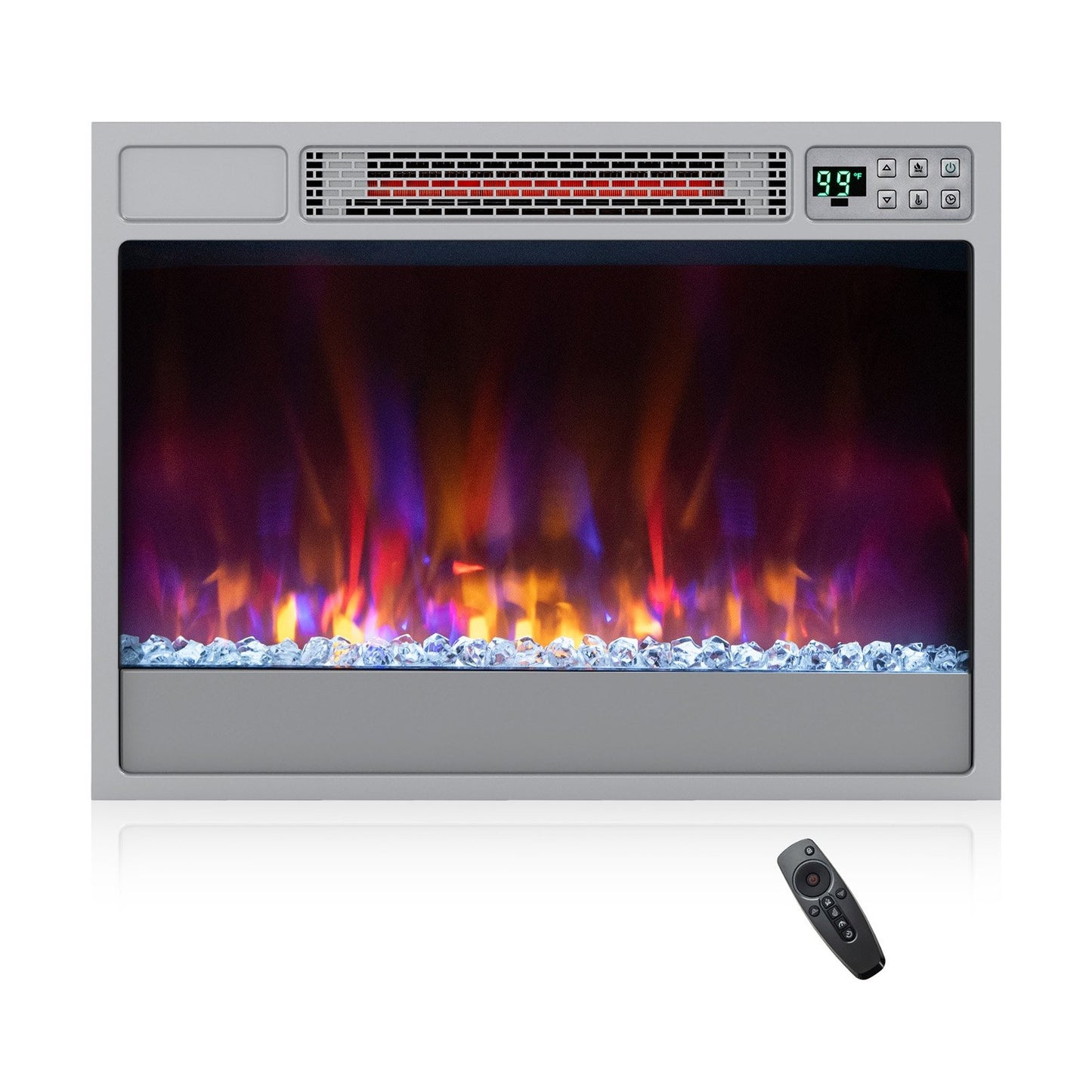 23 Inch 1500W Recessed Electric Fireplace Insert with Remote Control-Black