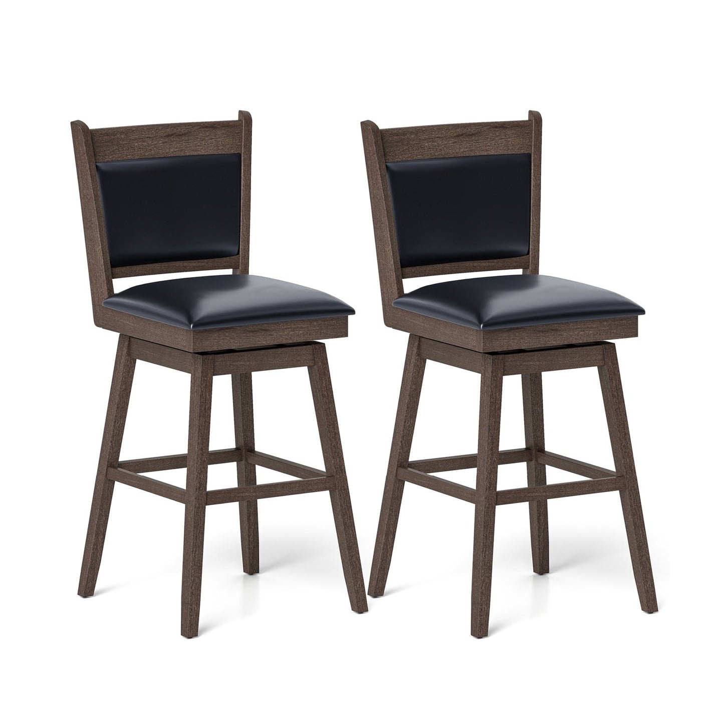 25/29 Inch Padded Bar Stools Set of 2 with Swivel Seat and Footrest-25 Inch