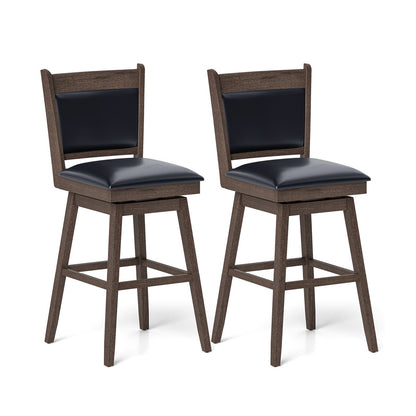 25/29 Inch Padded Bar Stools Set of 2 with Swivel Seat and Footrest-25 Inch