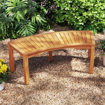 Set of 2 Outdoor Bench Acacia Wood Curved Garden Bench 2-Person